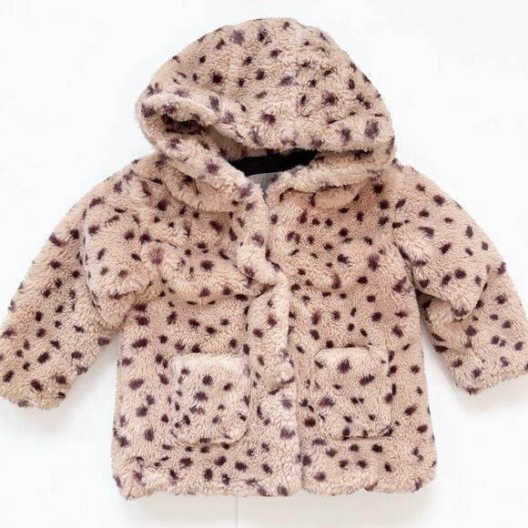 3-4Y Zara Fuzzy Cheetah Print Hooded Cost - Picture 1 of 10